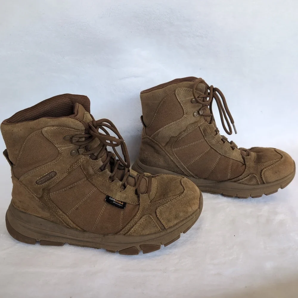 Nortiv 8 Tactical Hiking Boots Mens 9.5 Brown Cordura Suede SNMT222M Mid Calf
